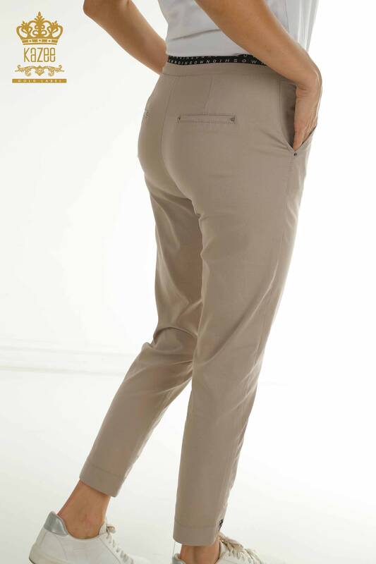 Toptan Kadın Pantolon Beli Lastikli Bej - 2406-4525 | M