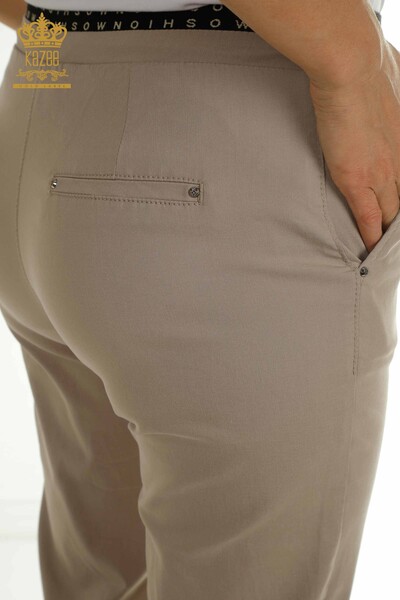 Toptan Kadın Pantolon Beli Lastikli Bej - 2406-4525 | M - Thumbnail