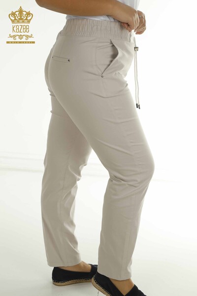 Toptan Kadın Pantolon Beli Lastikli Bej - 2406-4566 | M - Thumbnail