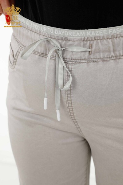 Toptan Kadın Pantolon Beli Lastikli Bej - 3672 | KAZEE - Thumbnail