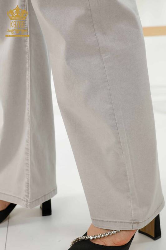 Toptan Kadın Pantolon Beli Lastikli Bej - 3672 | KAZEE