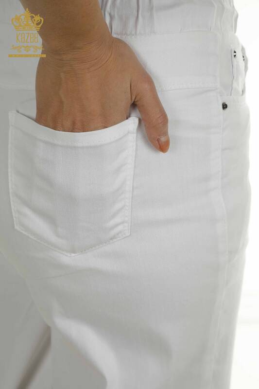 Toptan Kadın Pantolon Beli Lastikli Ekru - 2406-4542 | M