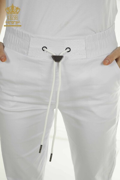 Toptan Kadın Pantolon Beli Lastikli Ekru - 2406-4565 | M - Thumbnail