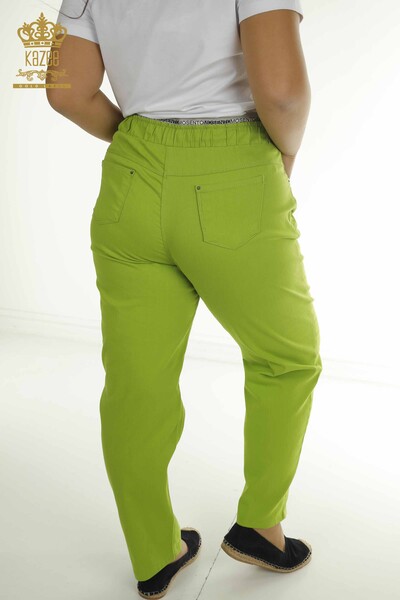 Toptan Kadın Pantolon Beli Lastikli Fıstık Yeşil - 2406-4520 | M - Thumbnail