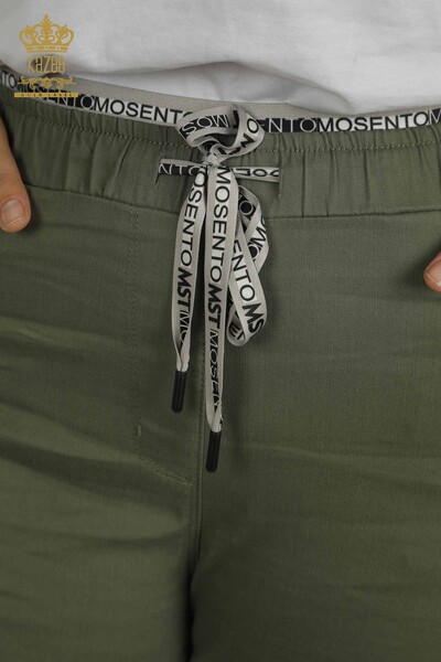 Toptan Kadın Pantolon Beli Lastikli Haki - 2406-4520 | M - Thumbnail