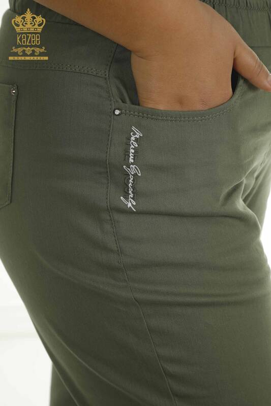 Toptan Kadın Pantolon Beli Lastikli Haki - 2406-4520 | M