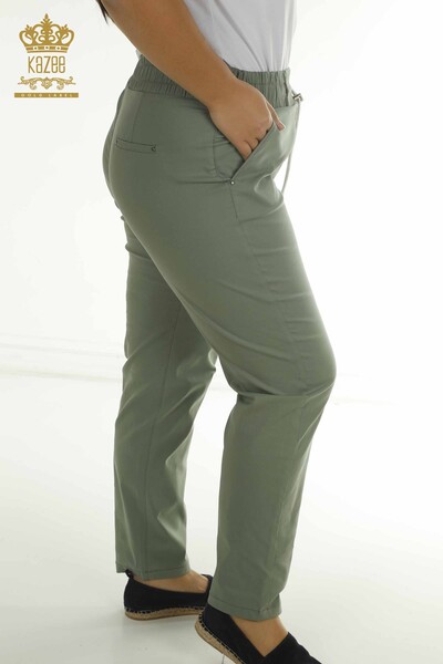 Toptan Kadın Pantolon Beli Lastikli Haki - 2406-4566 | M - Thumbnail