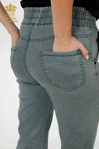 Toptan Kadın Pantolon Beli Lastikli Haki - 3500 | KAZEE - Thumbnail