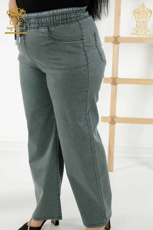 Toptan Kadın Pantolon Beli Lastikli Haki - 3672 | KAZEE