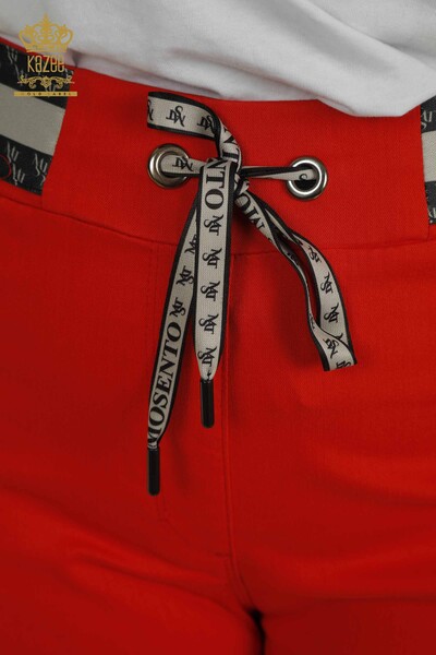 Toptan Kadın Pantolon Beli Lastikli Kırmızı - 2406-4514 | M - Thumbnail