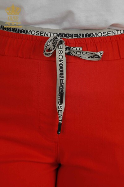 Toptan Kadın Pantolon Beli Lastikli Kırmızı- 2406-4520 | M - Thumbnail