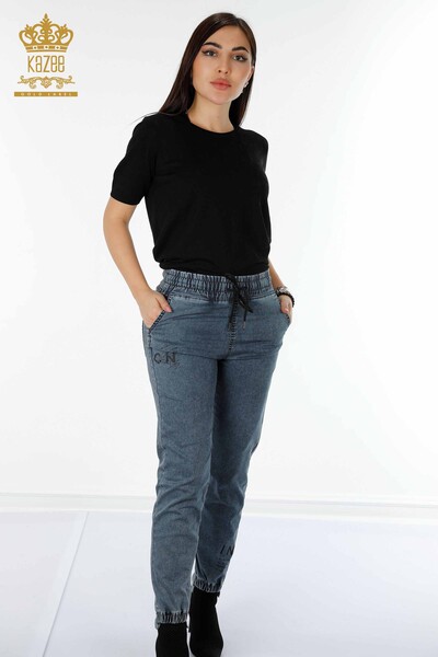 Toptan Kadın Pantolon Beli Lastikli Lacivert - 3500 | KAZEE - Thumbnail