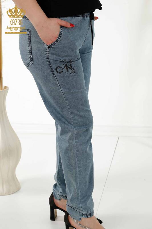 Toptan Kadın Pantolon Beli Lastikli Lacivert - 3675 | KAZEE