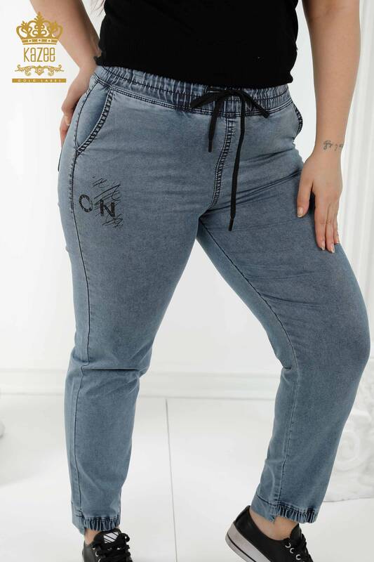 Toptan Kadın Pantolon Beli Lastikli Lacivert - 3676 | KAZEE