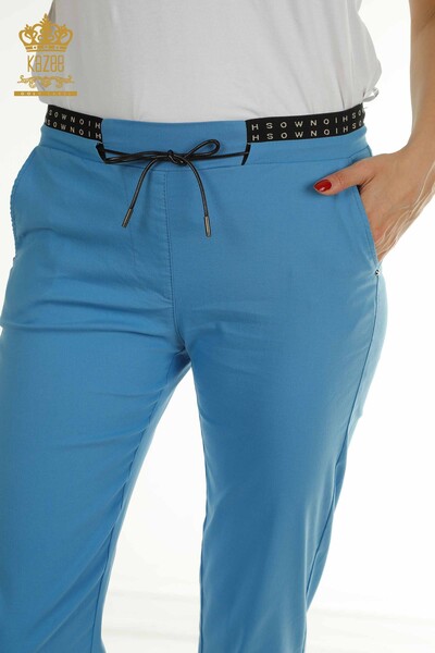 Toptan Kadın Pantolon Beli Lastikli Mavi - 2406-4525 | M - Thumbnail