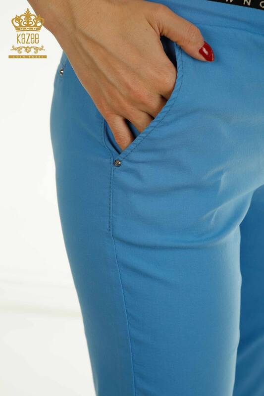 Toptan Kadın Pantolon Beli Lastikli Mavi - 2406-4525 | M