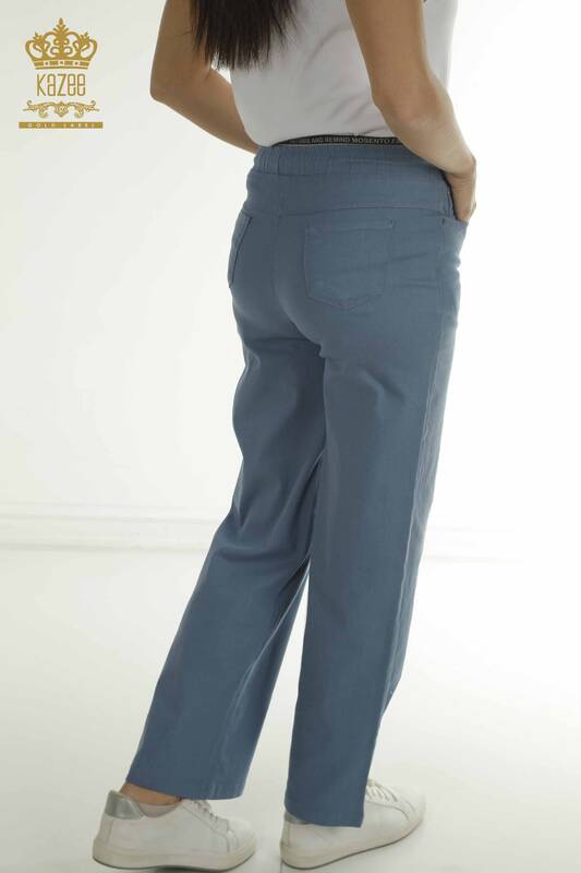 Toptan Kadın Pantolon Beli Lastikli Mavi - 2406-4542 | M