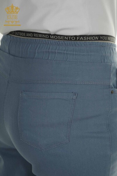 Toptan Kadın Pantolon Beli Lastikli Mavi - 2406-4542 | M - Thumbnail