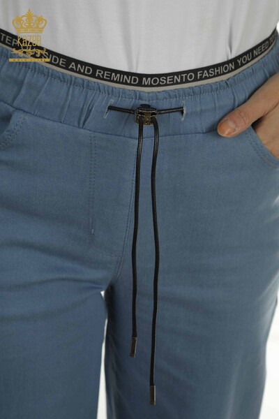 Toptan Kadın Pantolon Beli Lastikli Mavi - 2406-4542 | M - Thumbnail (2)
