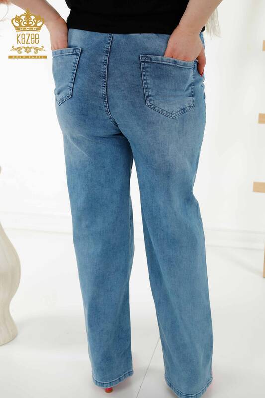Toptan Kadın Pantolon Beli Lastikli Mavi - 3695 | KAZEE