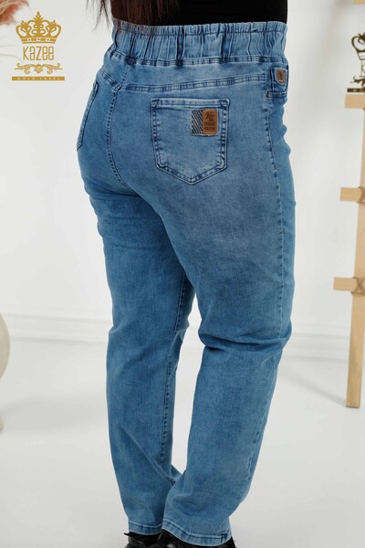 Toptan Kadın Pantolon Beli Lastikli Mavi - 3699 | KAZEE - Thumbnail
