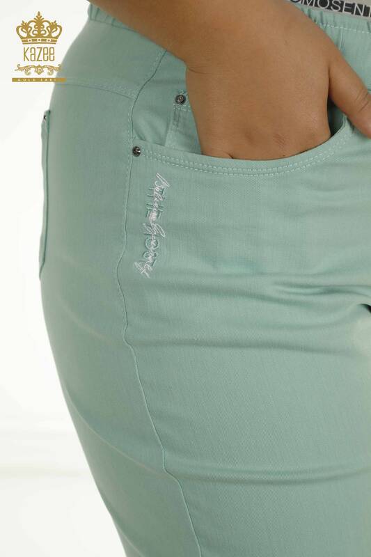 Toptan Kadın Pantolon Beli Lastikli Mint - 2406-4520 | M