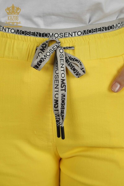 Toptan Kadın Pantolon Beli Lastikli Sarı - 2406-4520 | M - Thumbnail