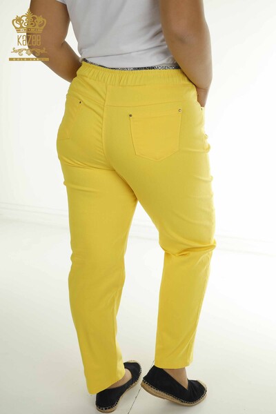 Toptan Kadın Pantolon Beli Lastikli Sarı - 2406-4520 | M - Thumbnail