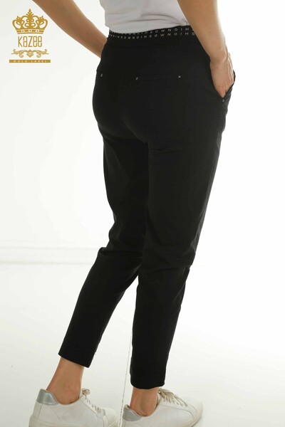 Toptan Kadın Pantolon Beli Lastikli Siyah - 2406-4525 | M - Thumbnail