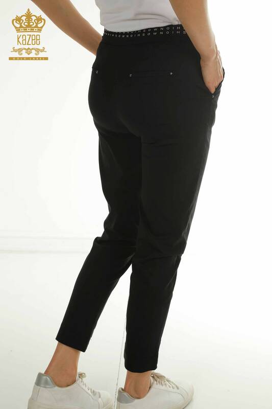 Toptan Kadın Pantolon Beli Lastikli Siyah - 2406-4525 | M