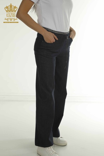 M - Toptan Kadın Pantolon Beli Lastikli Siyah - 2406-4542 | M (1)