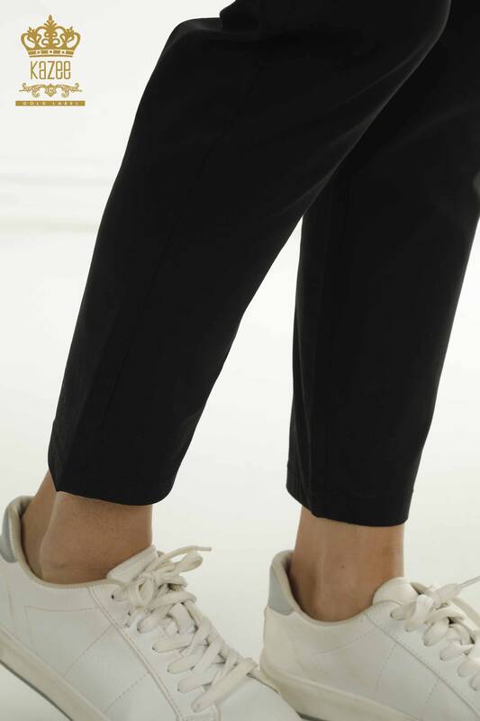 Toptan Kadın Pantolon Beli Lastikli Siyah - 2406-4565 | M