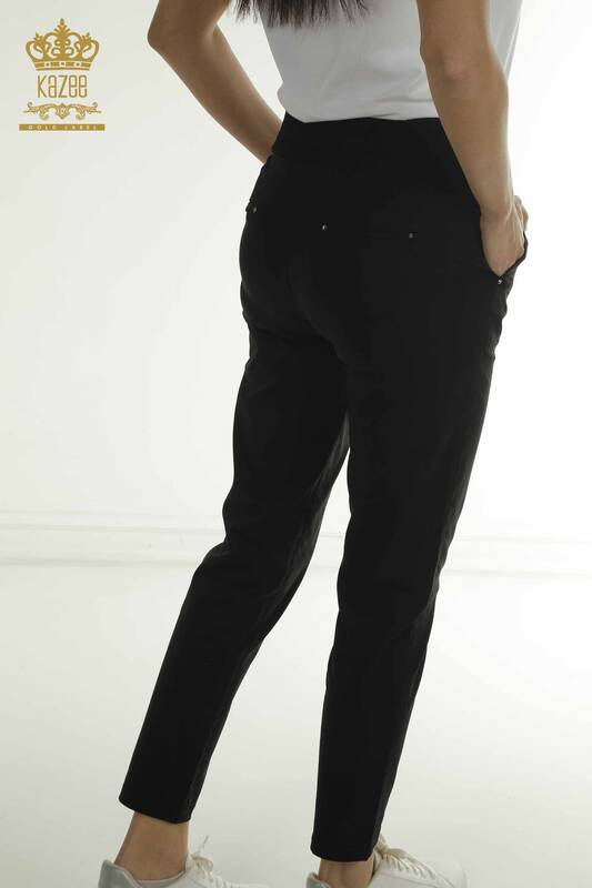 Toptan Kadın Pantolon Beli Lastikli Siyah - 2406-4565 | M
