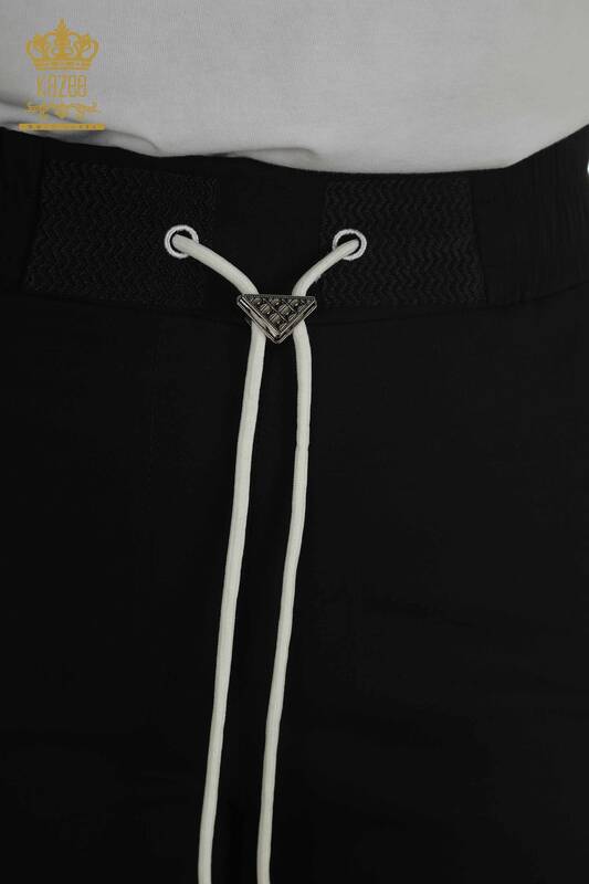 Toptan Kadın Pantolon Beli Lastikli Siyah - 2406-4566 | M