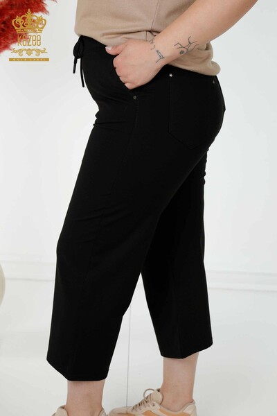 Toptan Kadın Pantolon Beli Lastikli Siyah - 3466 | KAZEE - Thumbnail