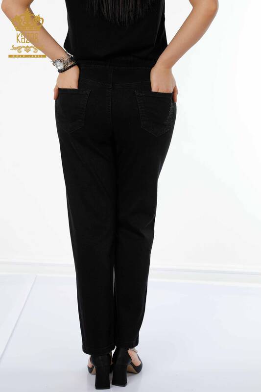 Toptan Kadın Pantolon Beli Lastikli Siyah - 3651 | KAZEE