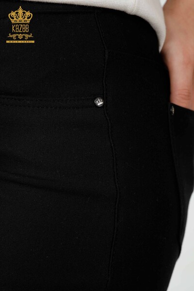 Toptan Kadın Pantolon Beli Lastikli Siyah - 3657 | KAZEE - Thumbnail
