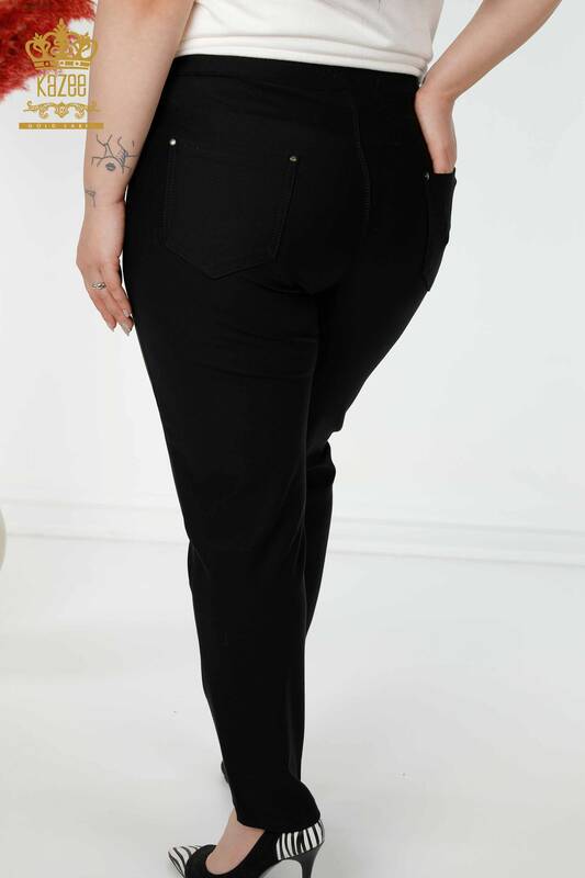 Toptan Kadın Pantolon Beli Lastikli Siyah - 3657 | KAZEE