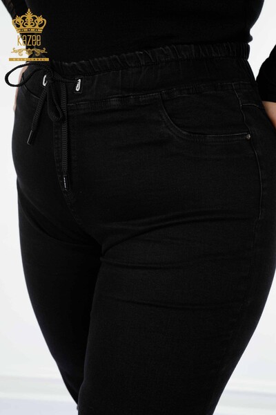 Toptan Kadın Pantolon Beli Lastikli Siyah - 3660 | KAZEE - Thumbnail