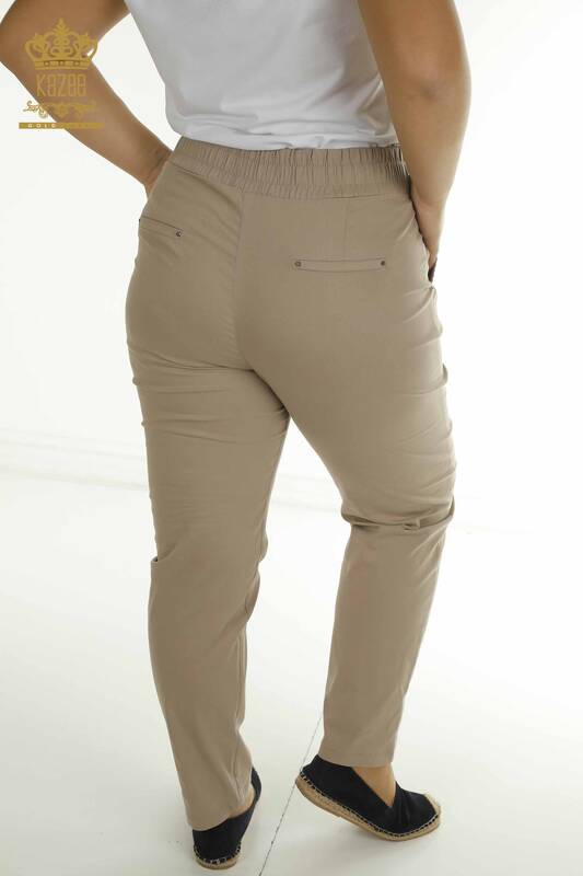 Toptan Kadın Pantolon Beli Lastikli Vizon - 2406-4566 | M