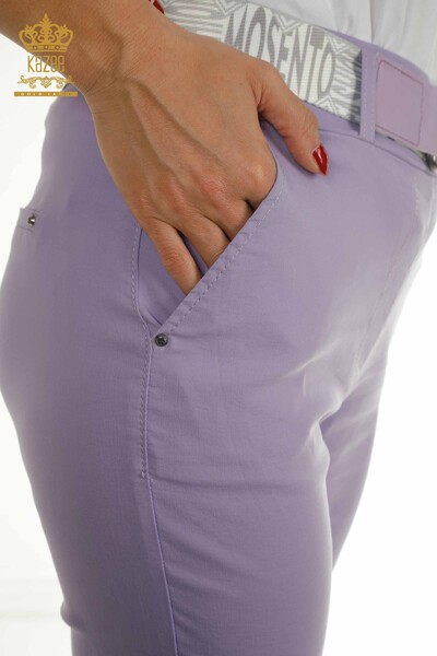 Toptan Kadın Pantolon Cep Detaylı Lila - 2406-4305 | M - Thumbnail (2)
