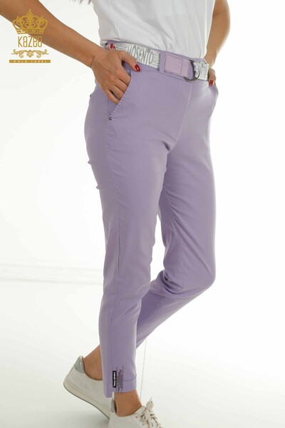 M - Toptan Kadın Pantolon Cep Detaylı Lila - 2406-4305 | M (1)