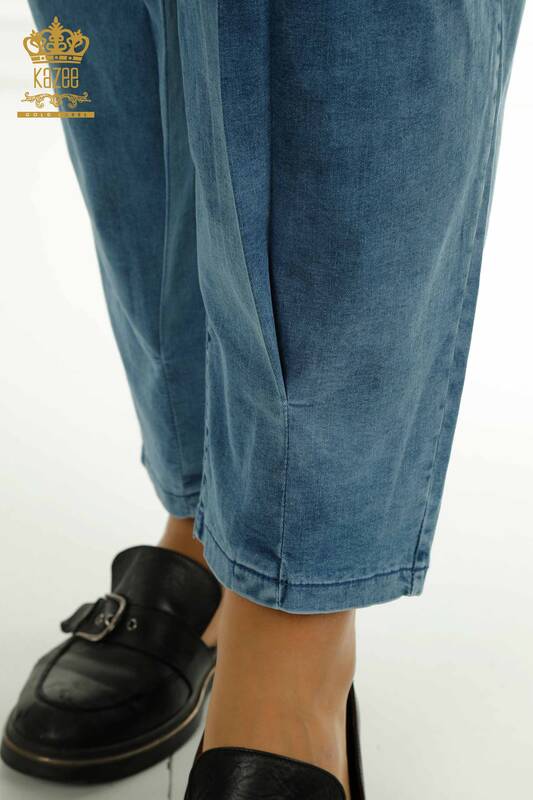 Toptan Kadın Pantolon Cep Detaylı Mavi - 2411-3093 | O
