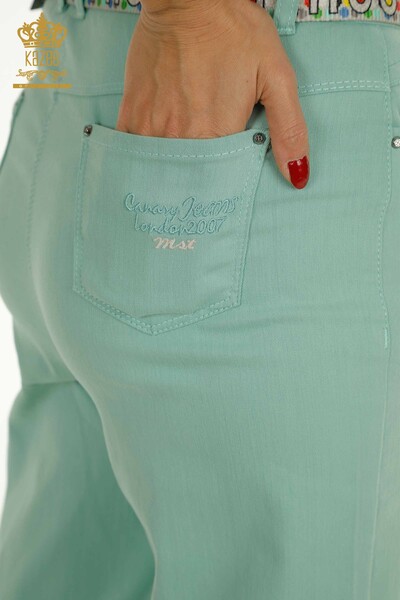 Toptan Kadın Pantolon Kemer Detaylı Mint - 2406-4521 | M - Thumbnail