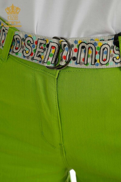 Toptan Kadın Pantolon Kemer Detaylı Yeşil - 2406-4521 | M - Thumbnail