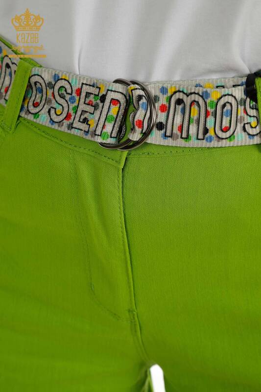 Toptan Kadın Pantolon Kemer Detaylı Yeşil - 2406-4521 | M