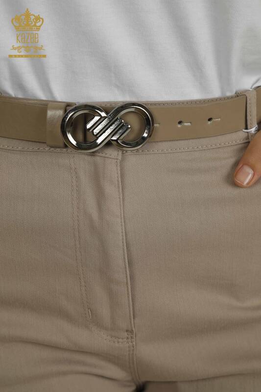 Toptan Kadın Pantolon Taş İşlemeli Vizon - 2406-4545 | M