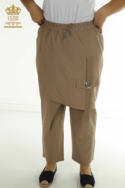 G - Toptan Kadın Pantolon Taş İşlemeli Vizon - 2410-4031 | G (1)