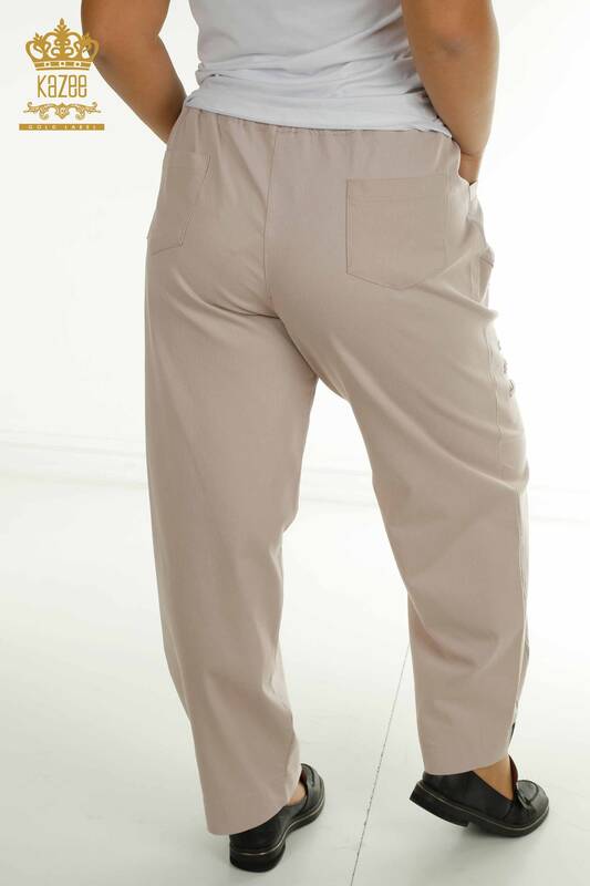 Toptan Kadın Pantolon Taşlı Bej - 2410-4029 | G