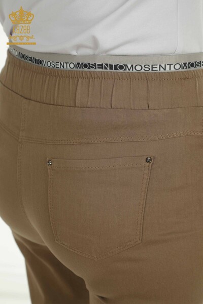 Toptan Kadın Pantolon Yazı Detaylı Kahve - 2406-4519 | M - Thumbnail